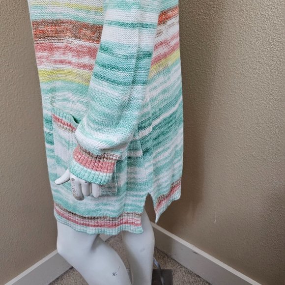 SOFT SURROUNDINGS Juniper Multi Stripe Open Front Very Soft Sweater~Size S - Picture 7 of 12
